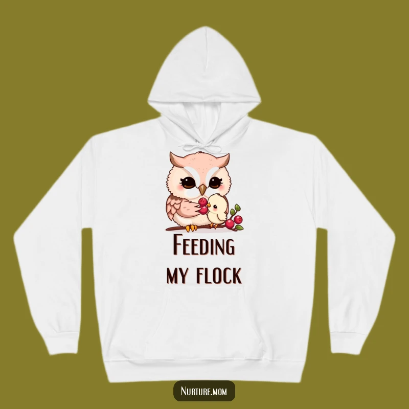 Cozy Funny Kawaii Owl Mom Hoodie: Gentle Feeding Moment Comfort