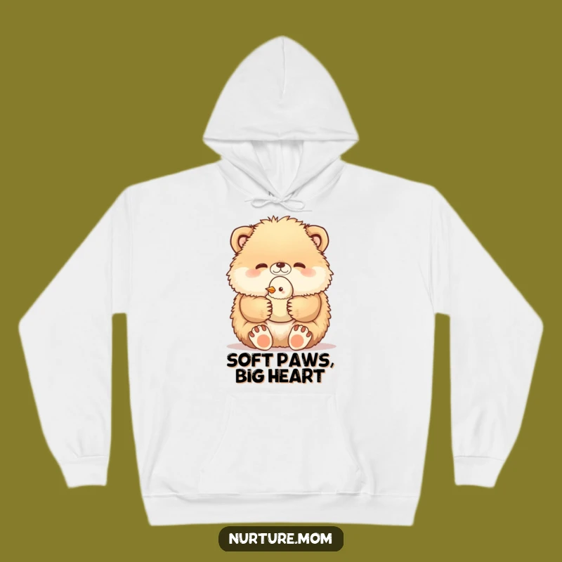 Funny Cozy Hoodie: Fluffy Animal Cradling Baby Bird Comfort Gift