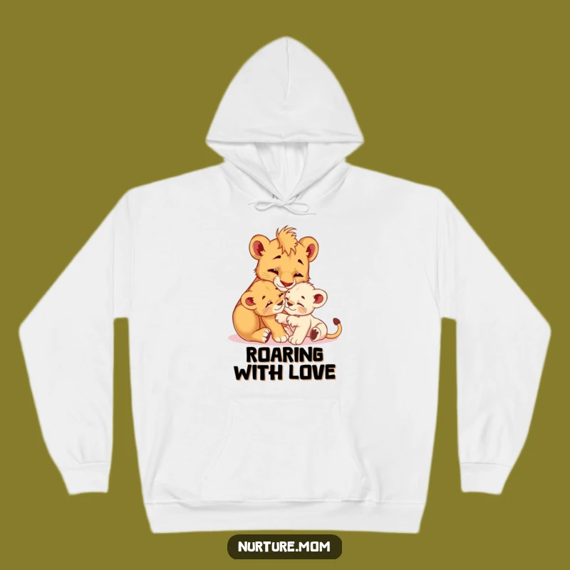 Funny! Cozy Lioness Cub Grooming Hoodie: Snuggle Up with Wild Love & Laughs