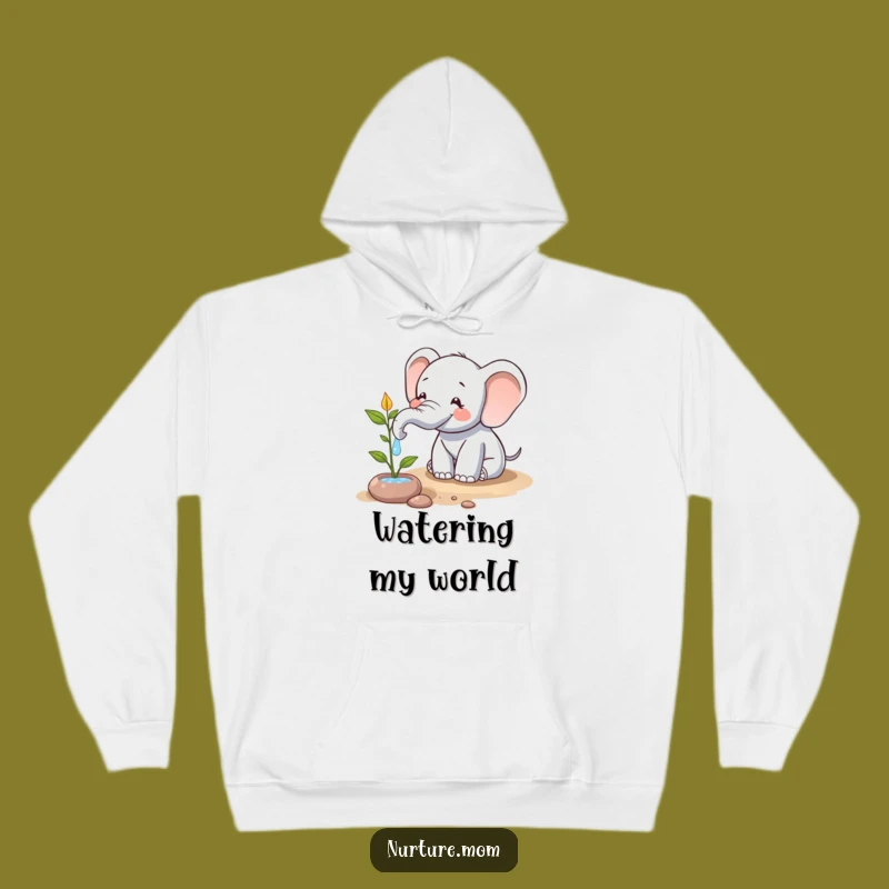 Funny Elephant Watering Hoodie: Cozy Eco Wear and Hilarious Gift