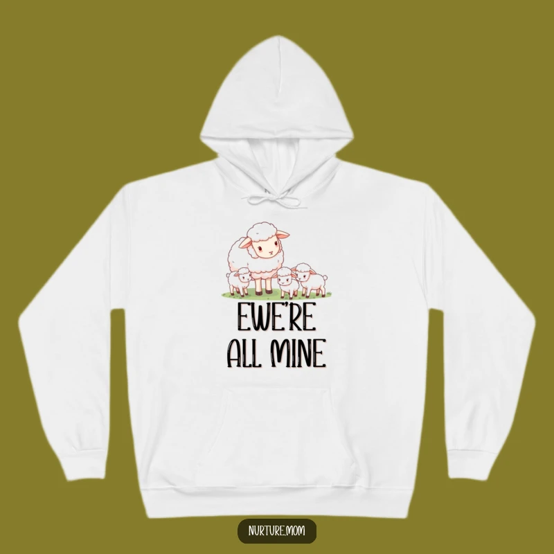 Funny Sheep Mom Hoodie: Cozy Guardian Scene, Warm Pastoral Comfort Gift