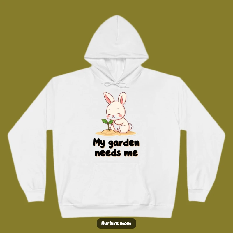 Funny Bunny Patting Sprout Hoodie: Cozy Gardener Wear and Hilarious Gift