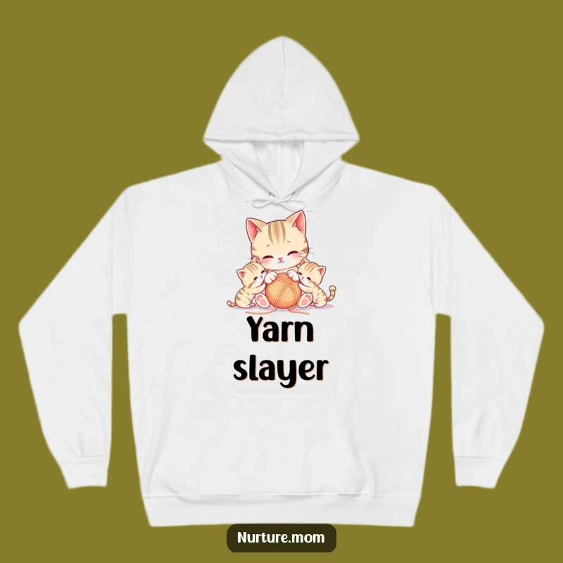 Cozy Kawaii Mother Cat Funny Hoodie - Kitten Playtime Gift