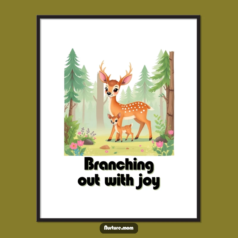 Free Printable Wall Art: Gentle Deer Mom & Fawn, Funny Downloadable Nature Decor