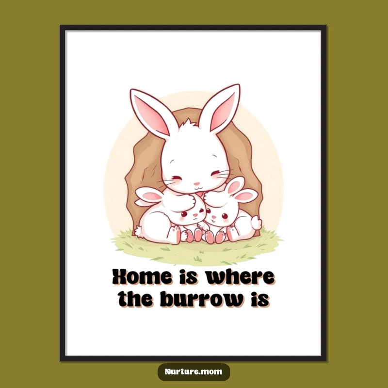 Cute Free Printable Wall Art: Bunny Mom's Cozy Burrow for a Sweet Home Gallery!