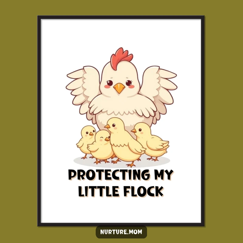 Cute Free Printable Wall Art: Hen's Protective Embrace, Downloadable Cozy Decor!
