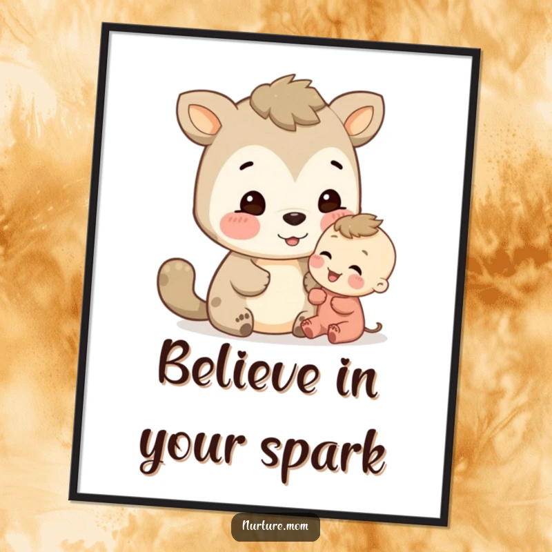 Gentle Free Printable Wall Art: A loving animal sharing a soft, encouraging look with a small, attentive child.