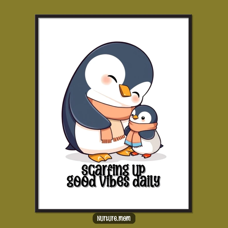 Free Printable Wall Art: Funny Mama Penguin & Chick Decor
