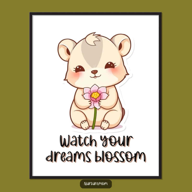 Funny Free Printable Wall Art: Nurturing Animal & Flower, Whimsical Downloadable Art For Decor