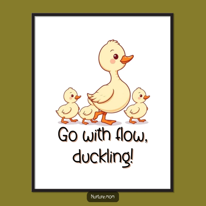 Free Printable Wall Art: Funny Kawaii Duck Mom Ducklings Line Poster