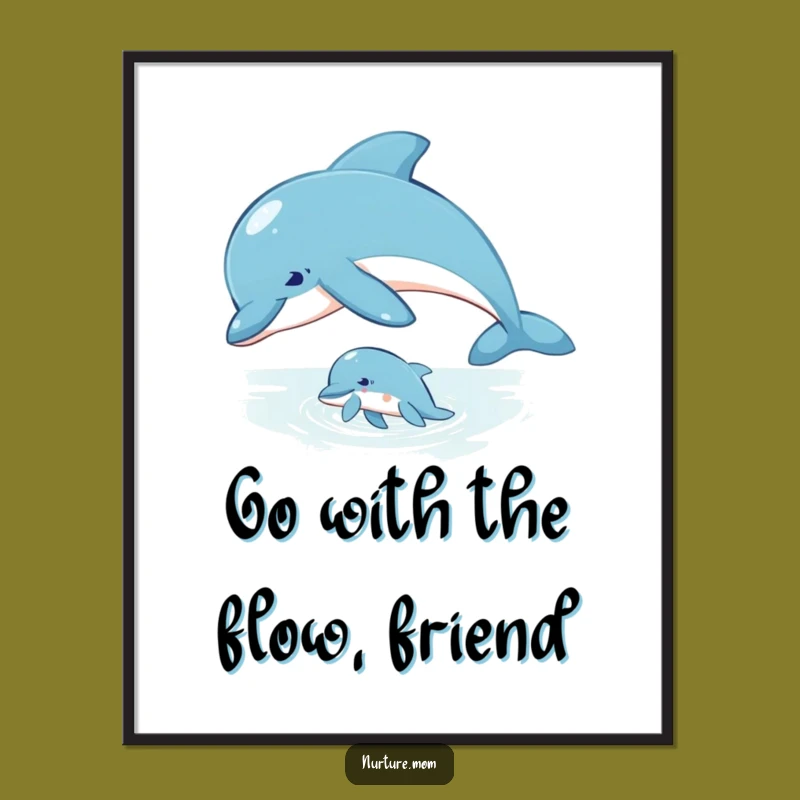 Free Printable Wall Art: Majestic Dolphin Mom & Calf, Oceanic Downloadable Decor