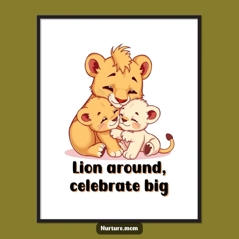 Free Printable Wall Art: Nurturing Lioness Cub, Sweet Animal Decor