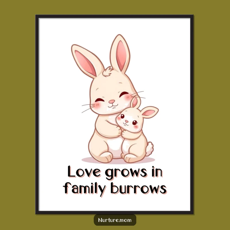 Free Printable Wall Art: Nurturing Rabbit Family - Cozy Downloadable Decor