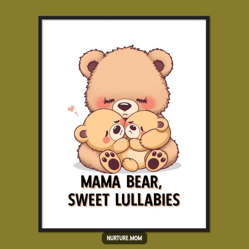 Funny Free Printable Wall Art: Mama Bear Soothing Baby, Downloadable Gift Decor