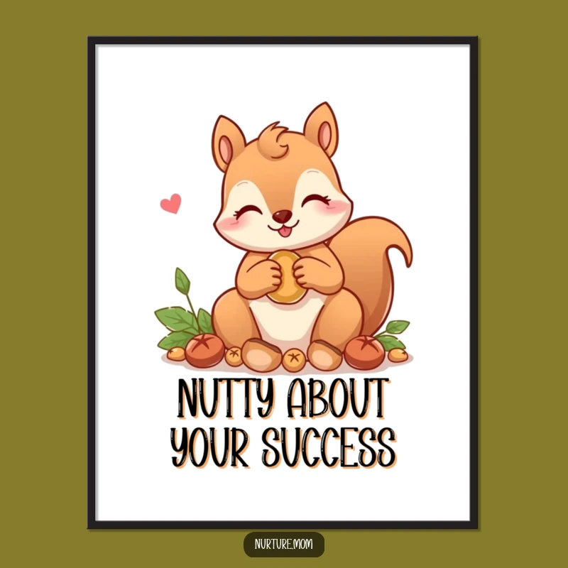 Funny Free Printable Wall Art: Kawaii Squirrel Mom Nuts, Cute Decor