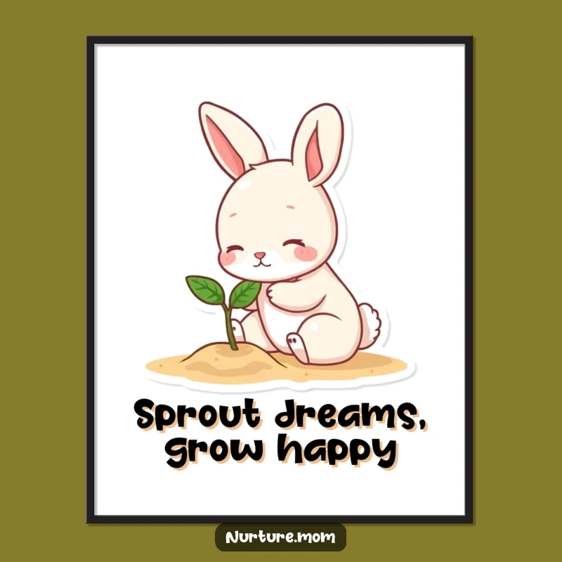 Funny Free Printable Wall Art: Bunny Sprout Growth, Charming Downloadable Decor