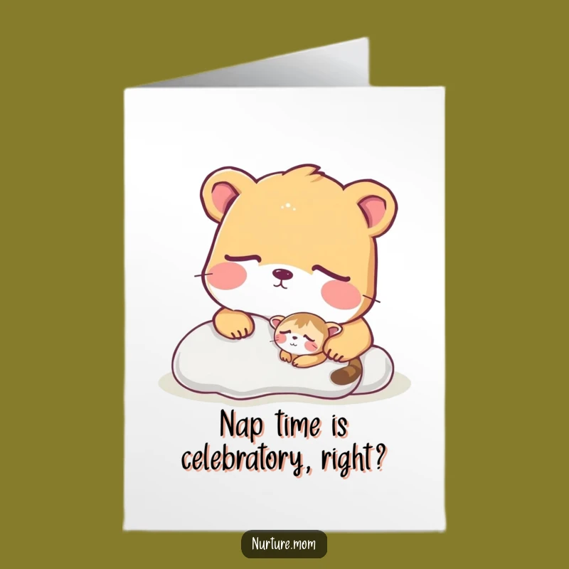 Free Printable Birthday Card: Funny Animal & Sleepy Friend - Downloadable Greeting