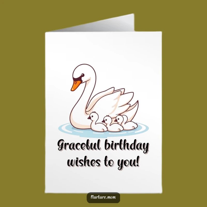 Free Printable Birthday Card: Graceful Swan's Wishes for a Splashing Happy Birthday!