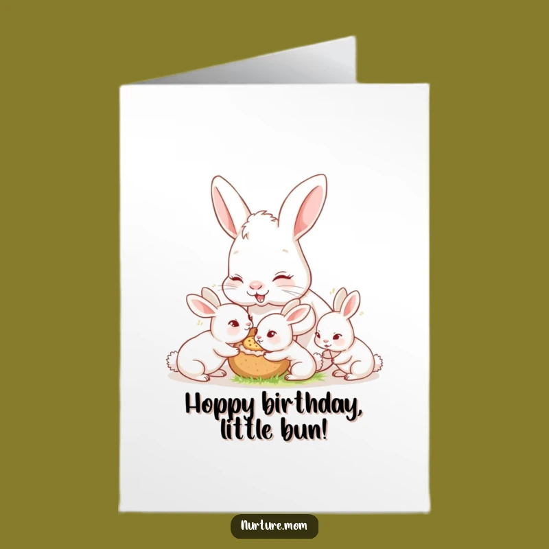 Free Printable Birthday Card: Mama Rabbit & Bunnies, Funny Downloadable Gift
