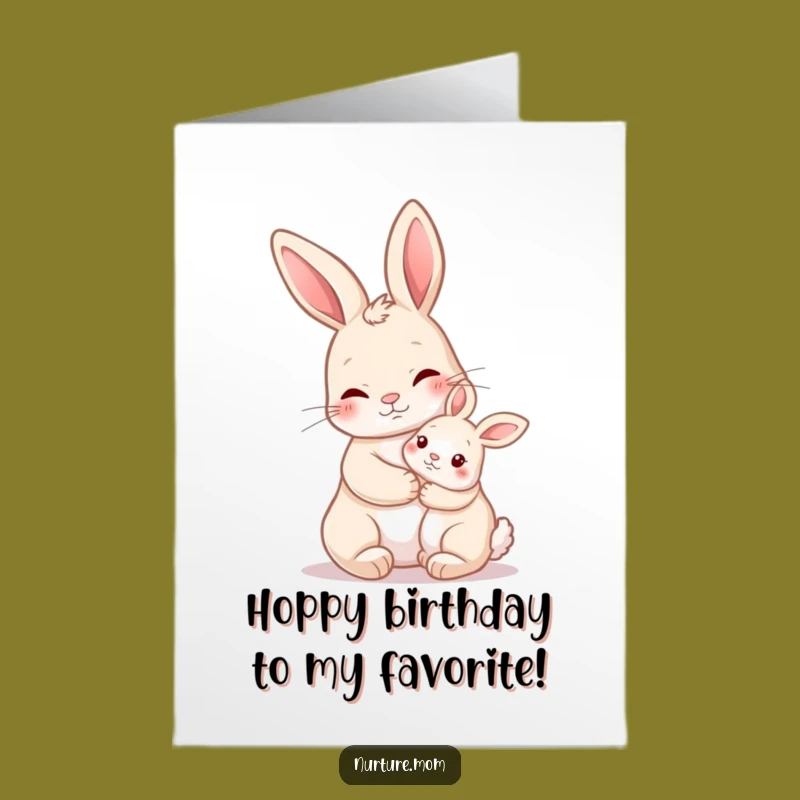 Free Printable Birthday Card: Nurturing Rabbit Family - Sweet Downloadable Gift
