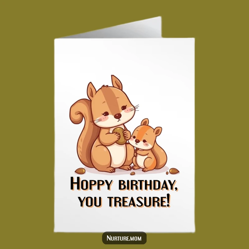 Free Printable Birthday Card: Squirrel Sharing Nuts - Funny Downloadable Gift