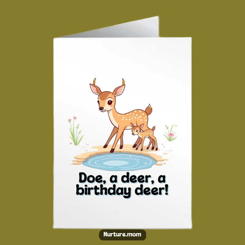 Free Printable Funny Deer Birthday Card: Cute Mama & Fawn Downloadable, Perfect DIY Gift!