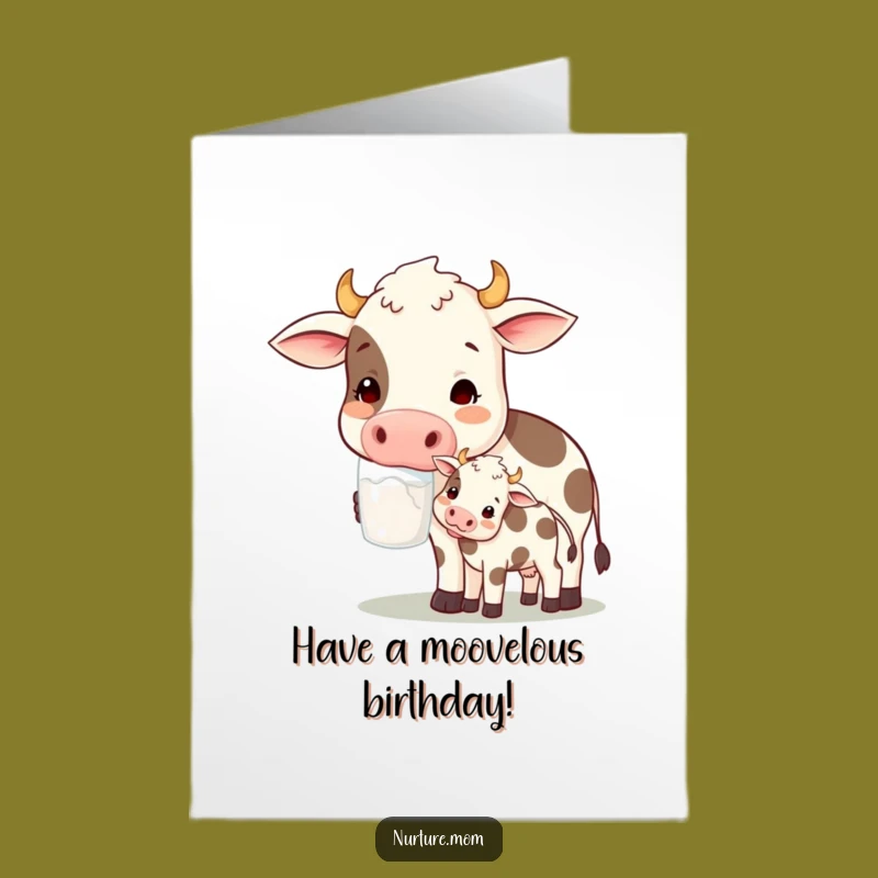 Free Printable Birthday Card: Cow Mom Milk, Wholesome Animal Gift
