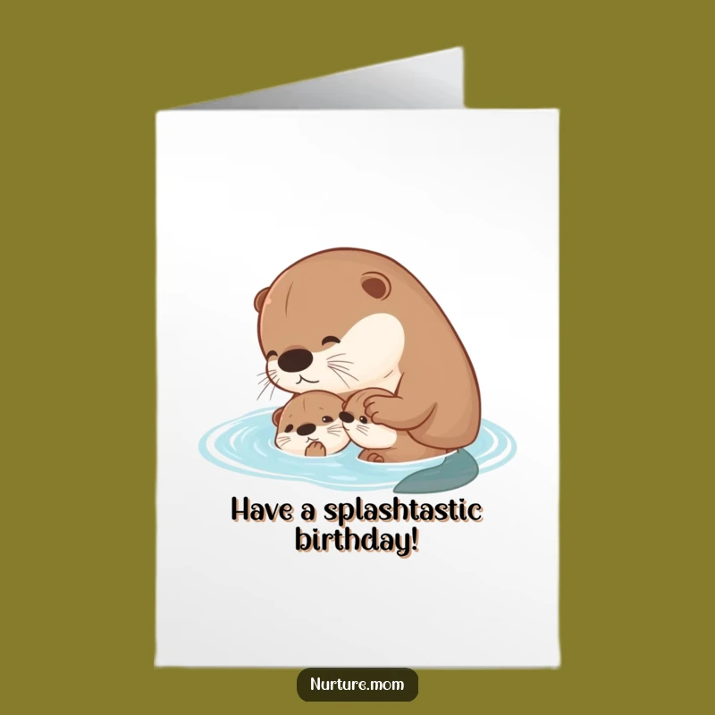 Funny Free Printable Birthday Card: Otter Swim Lesson, Downloadable Birthday Wishes
