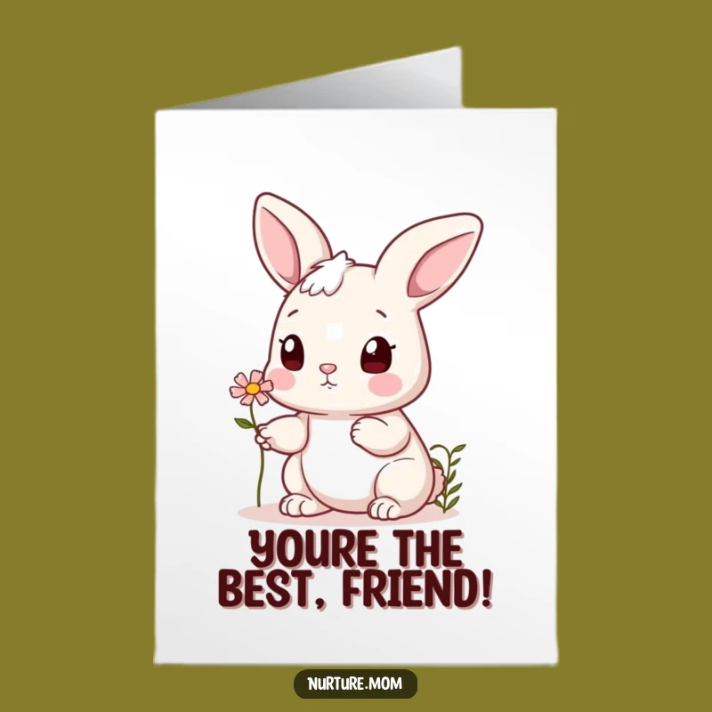 Free Printable Birthday Card: Cute Bunny Flower, Funny Downloadable Gift