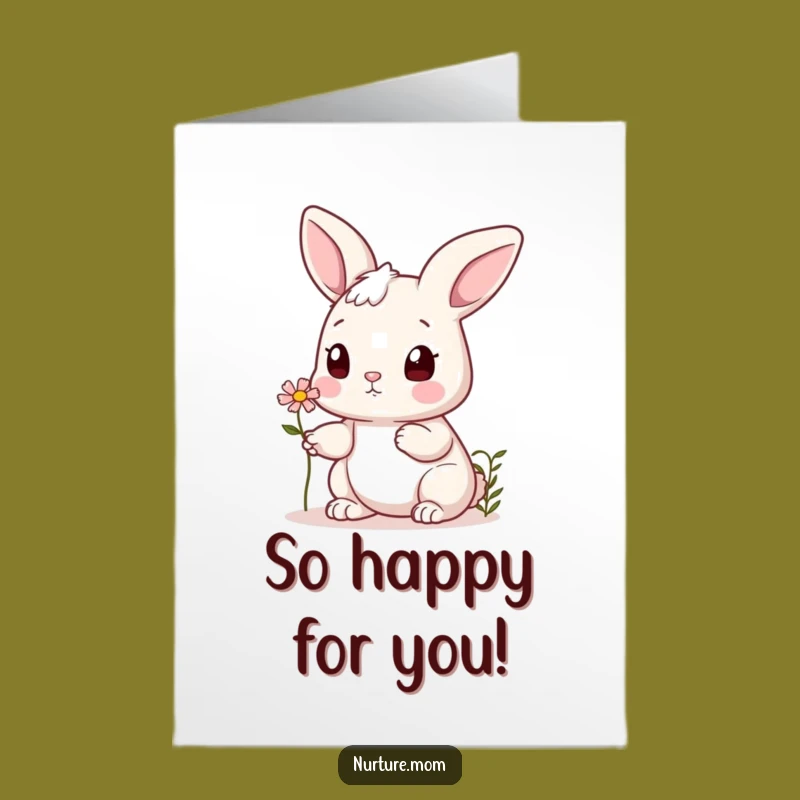 Free Printable Congrats Card: Bunny Flower, Funny Downloadable Gift