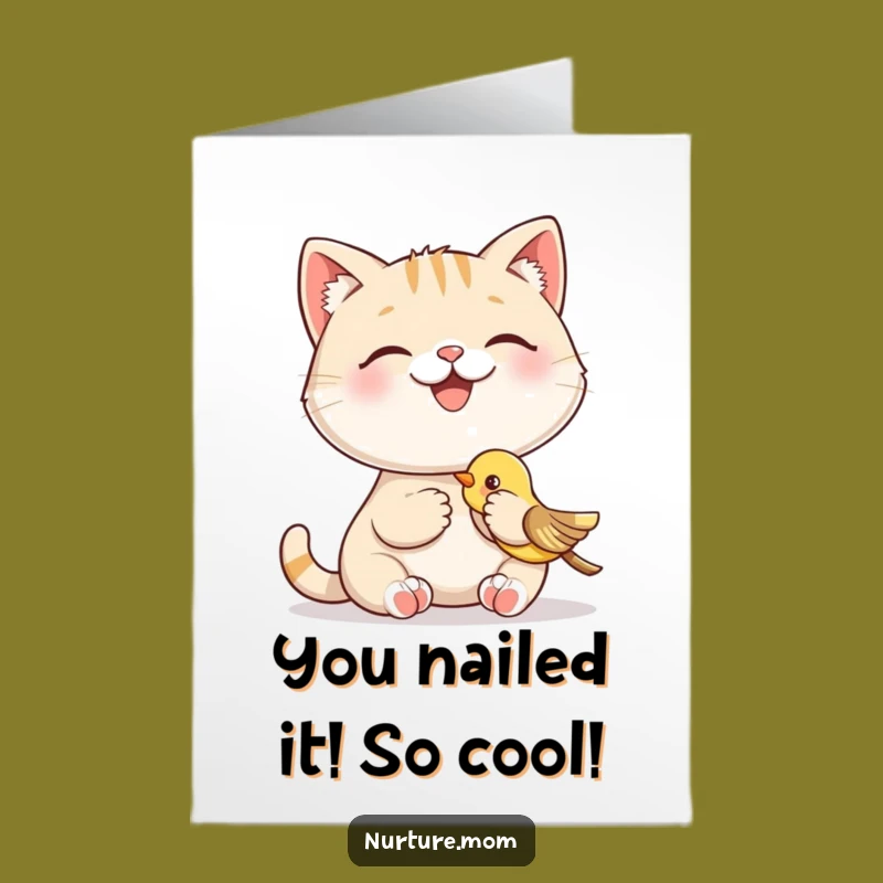 Free Printable Congrats Card: Cat's Kindness, Funny Downloadable Gift