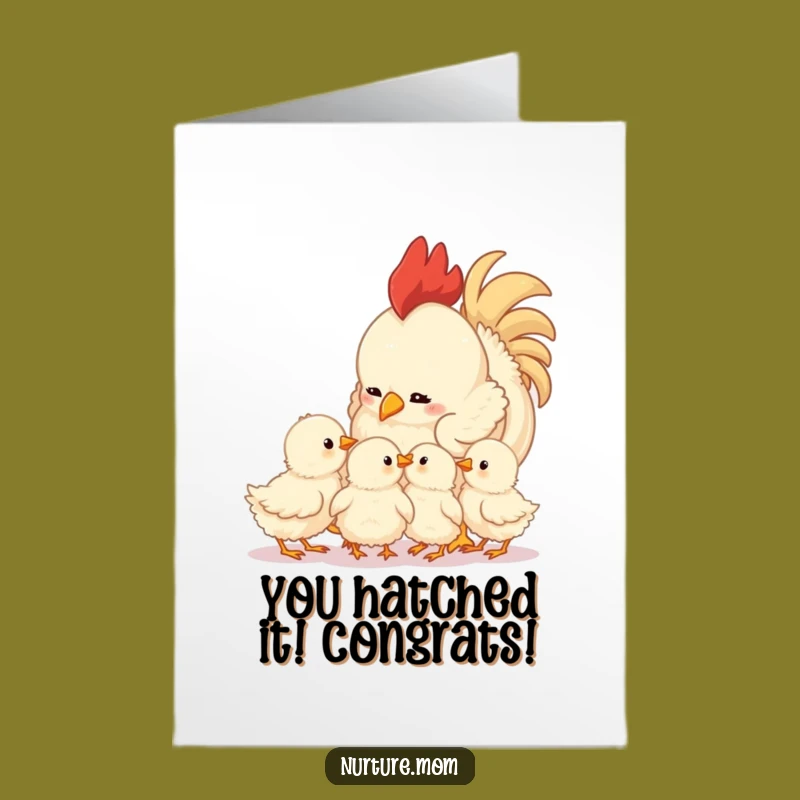 Free Printable Congrats Card: Cherished Mother Hen & Chicks, DIY Downloadable Gift