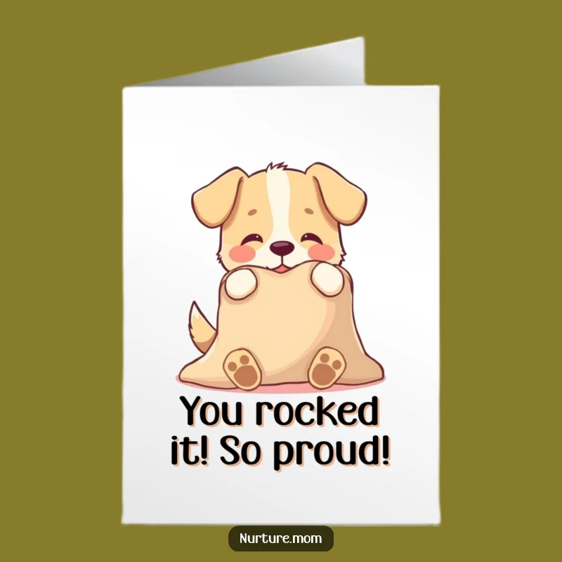 Free Printable Congrats Card: Dog's Cozy Hug, Funny Downloadable Gift