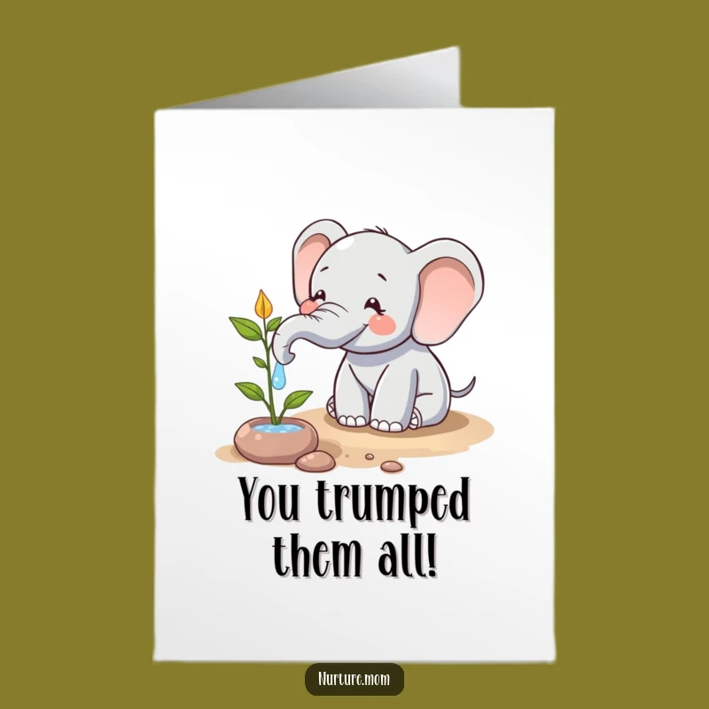 Free Printable Congrats Card: Elephant's Growth Support, Funny Downloadable Gift