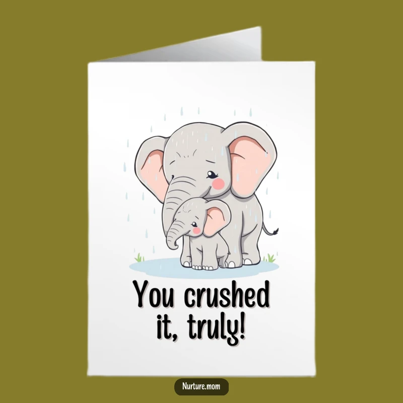Free Printable Congrats Card: Loving Elephant Mom & Calf, Meaningful Downloadable Gift