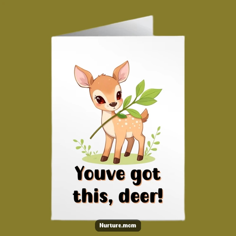 Free Printable Congratulations Card: Deer's Leafy Gift - Nature's Joyful Download