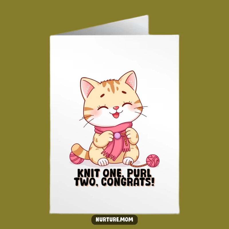 Free Printable Congrats Card: Knitting Cat, Funny Downloadable Gift