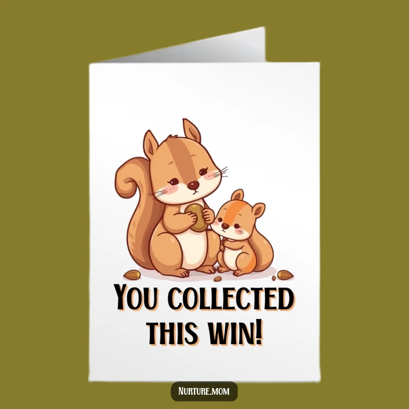 Free Printable Congratulations Card: Squirrel Sharing Nuts - Joyful Downloadable