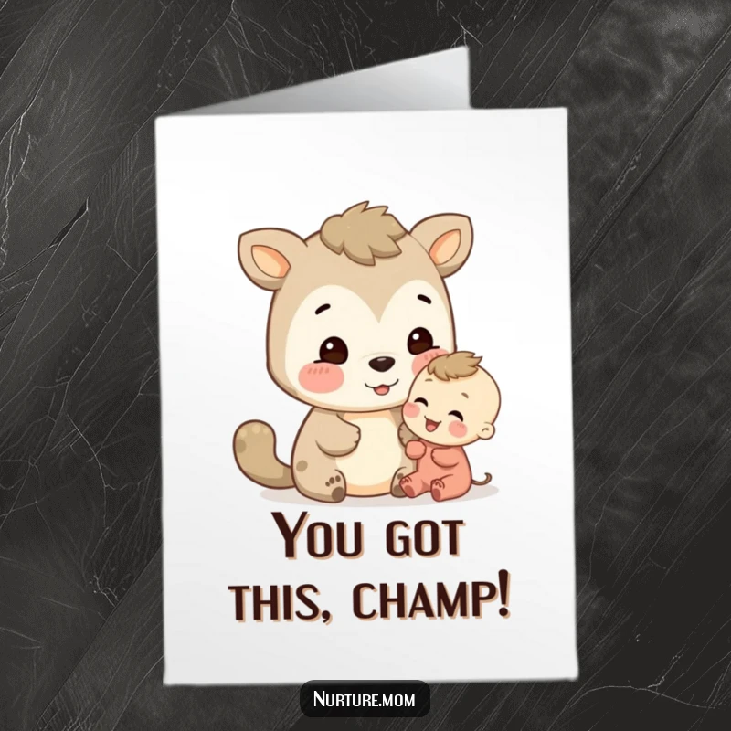 Heartwarming Free Printable Congrats Card: A kind animal sharing a proud, encouraging look with a smaller creature.