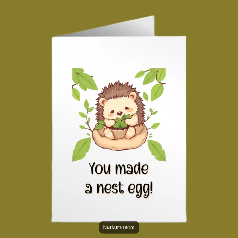 Free Printable Congrats Card: Hedgehog Mom Nest, Cozy Success