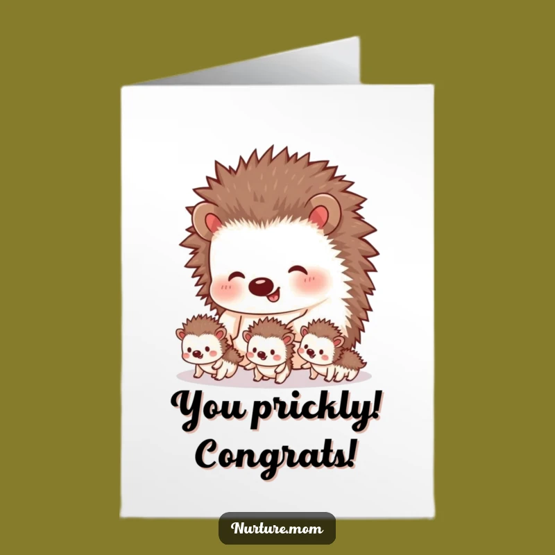 Free Printable Congrats Card: Funny Hedgehog Herding Siblings, Perfect DIY Downloadable Gift