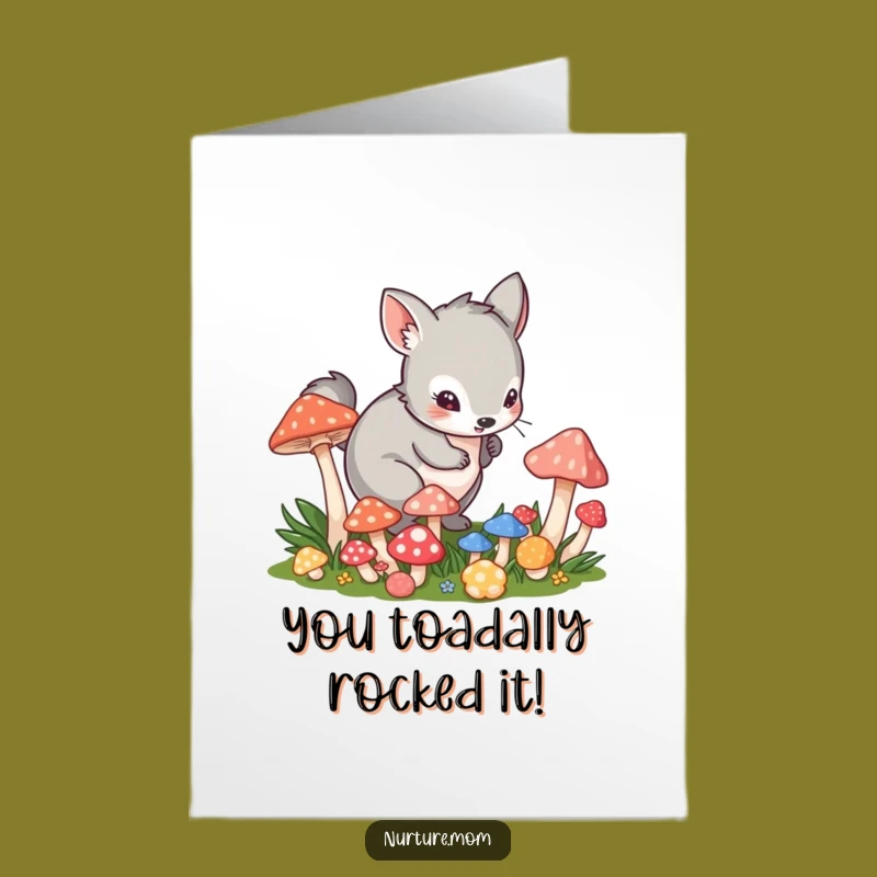 Free Printable Congrats Card: Fun Animal & Mushrooms, Fantasy Downloadable Humorous Gift