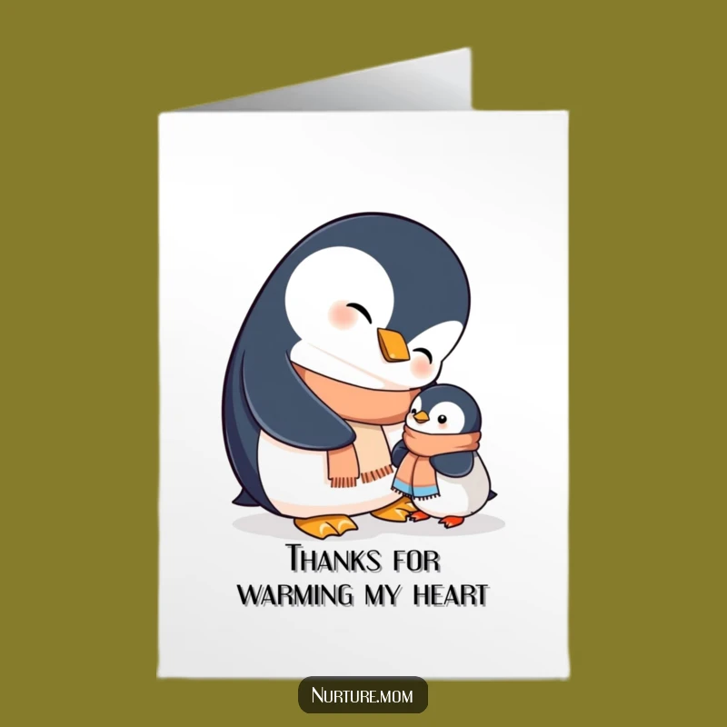 Free Printable Thank You Card: Adorable Penguin Family Expressing Gratitude