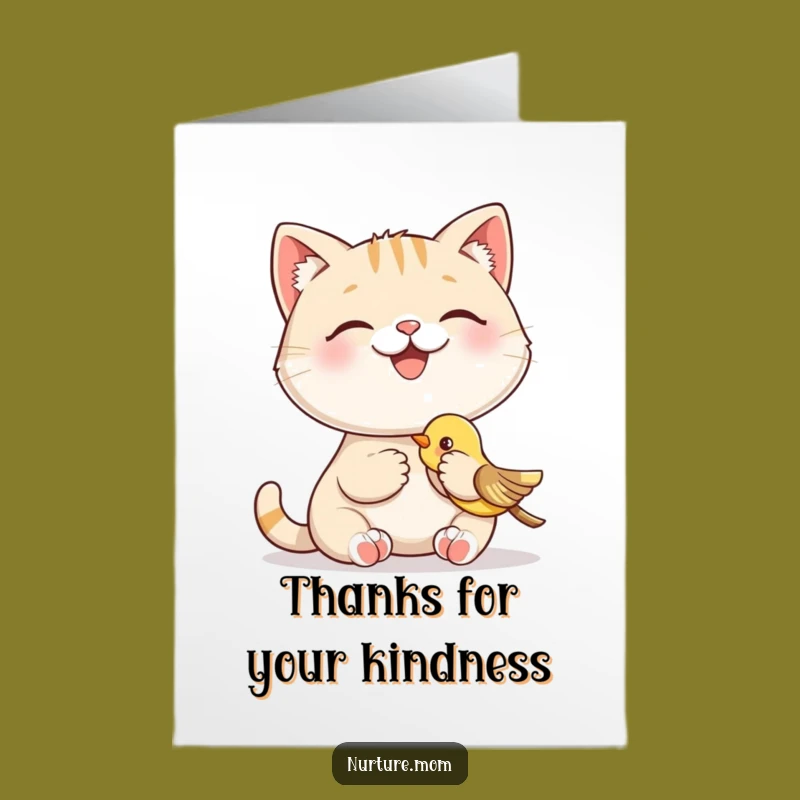 Free Printable Thank You Card: Cat's Gentle Care, Humorous Downloadable Gift