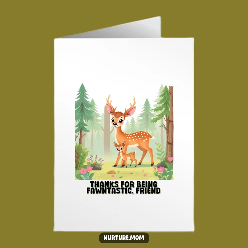 Free Printable Thank You Card: Deer Mom & Fawn, Funny Downloadable Appreciation Gift