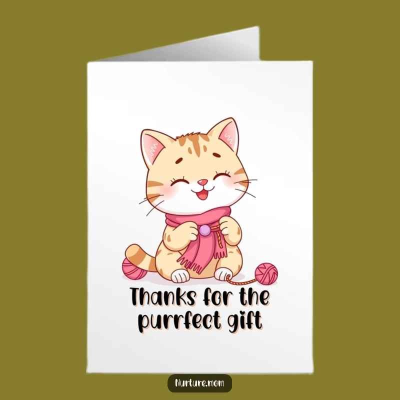 Free Printable Thank You Card: Knitting Cat, Funny Downloadable Gift
