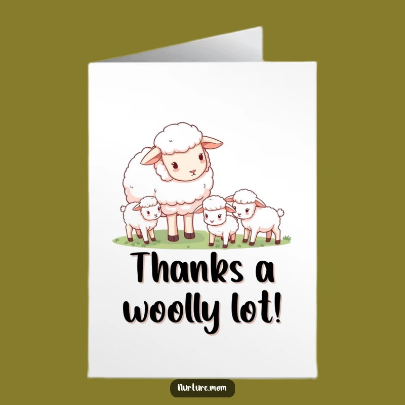 Free Printable Thank You Card: Mama Sheep & Lambs, Funny Downloadable Gift