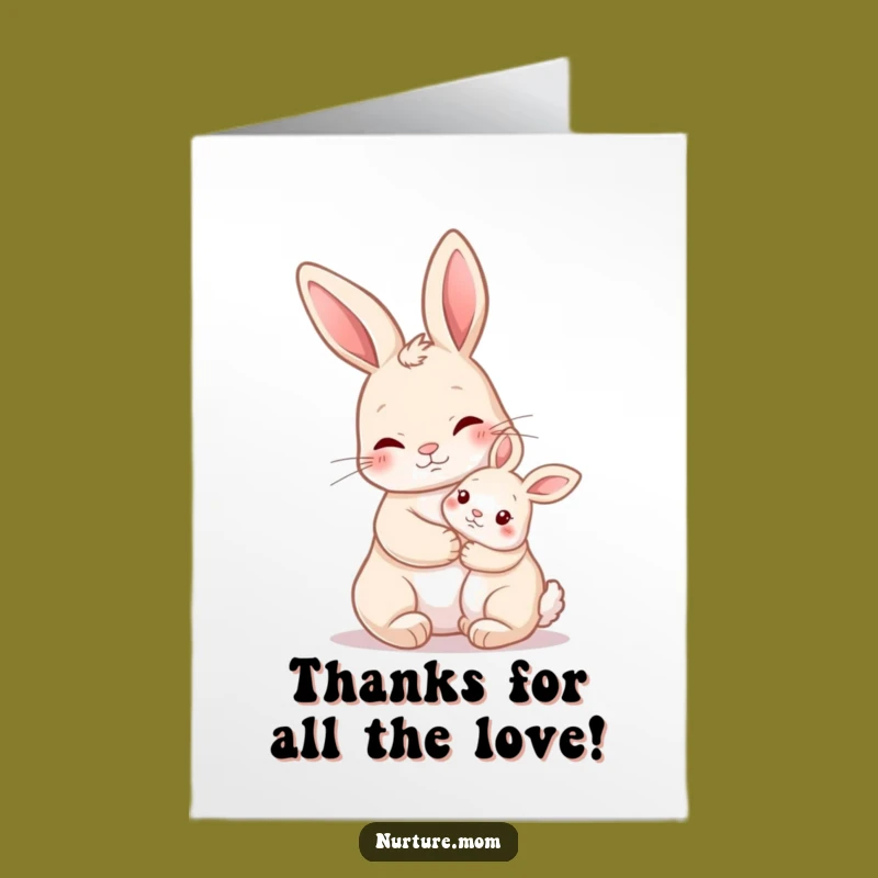 Free Printable Thank You Card: Nurturing Rabbit Family - Tender Downloadable