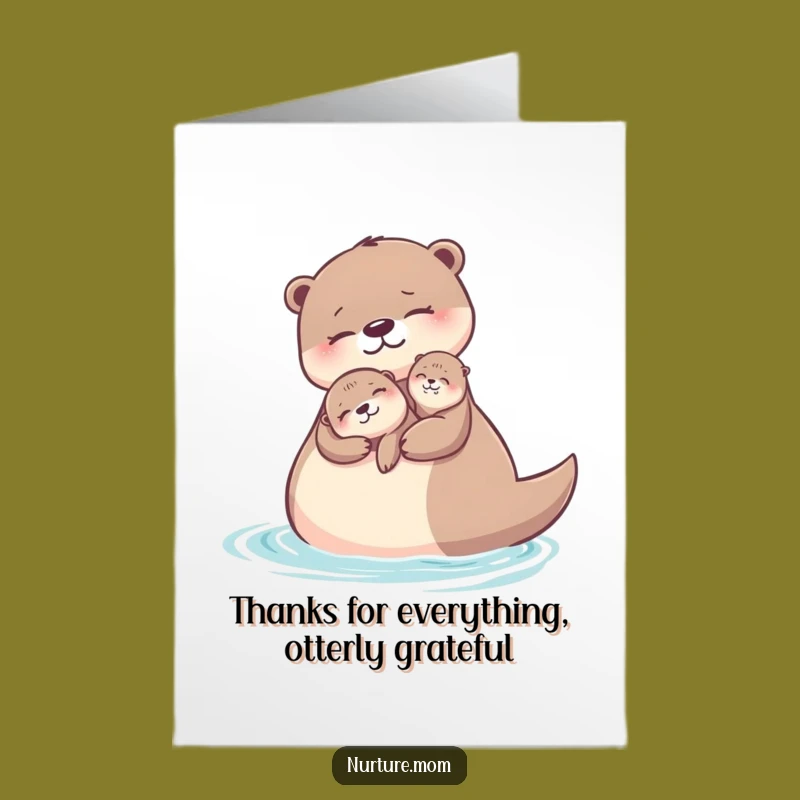 Free Printable Thank You Card: Otter Mom & Pup, Funny Downloadable Appreciation Gift