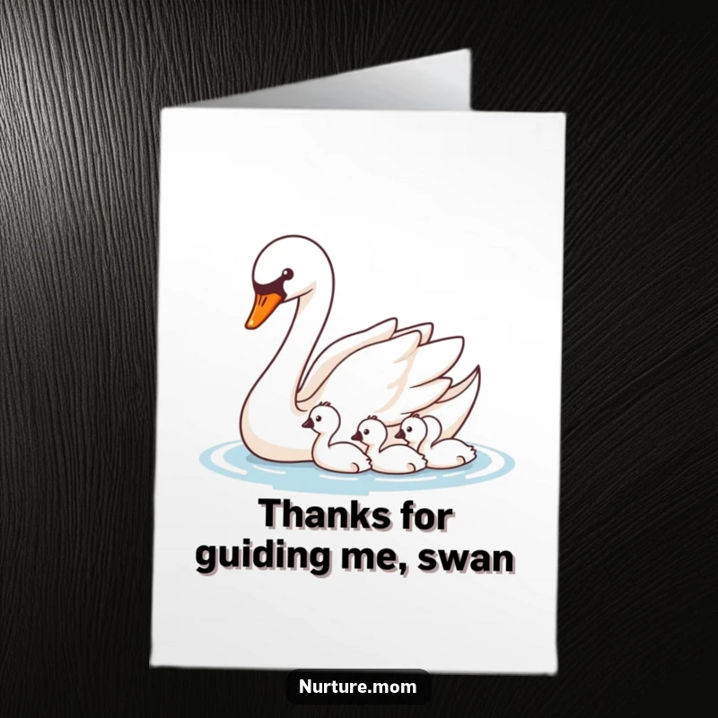 Elegant Free Printable Thank You Card: Swan gliding gracefully, symbolizing gentle appreciation.